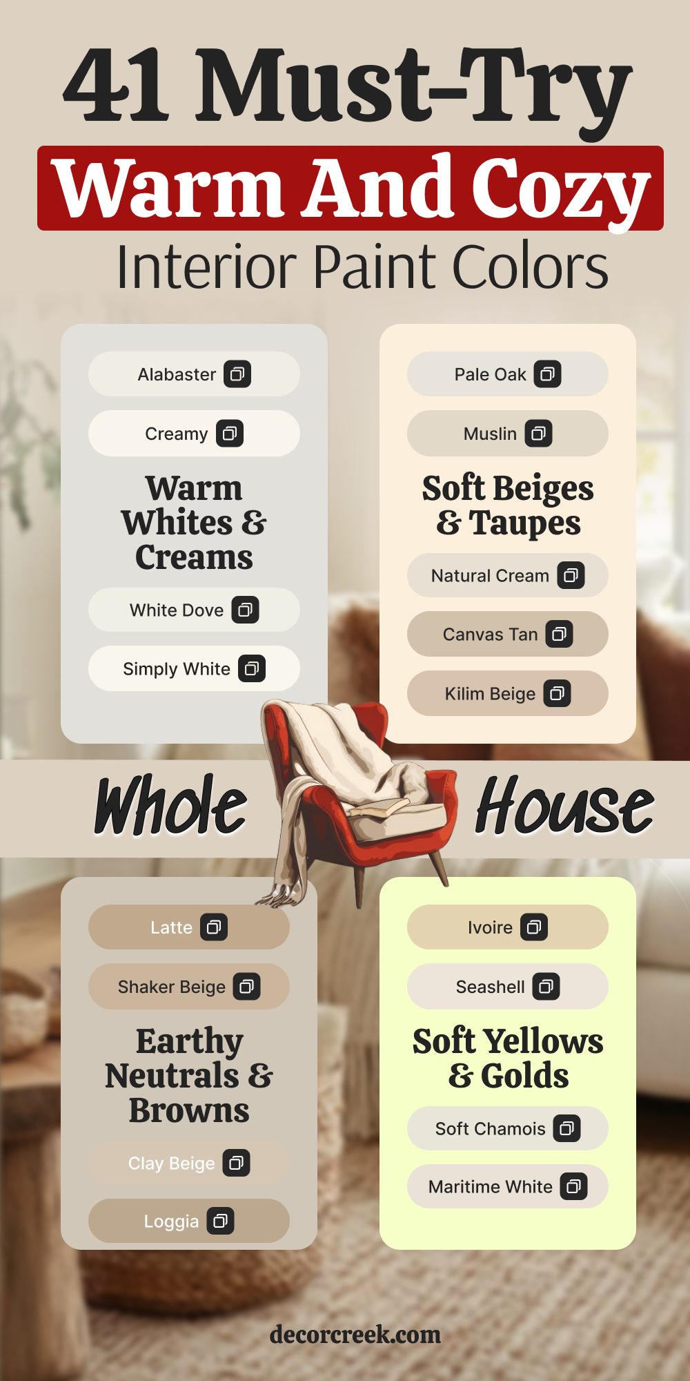 41 warm and cozy interior paint colors for the whole house