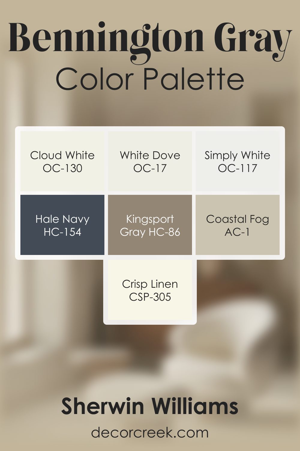 Bennington Gray HC-82 by Benjamin Moore Color Palette