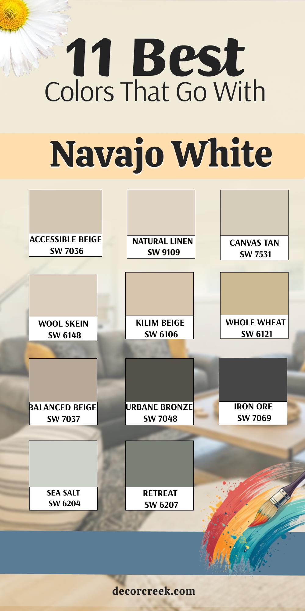 11 colors that go with navajo white
