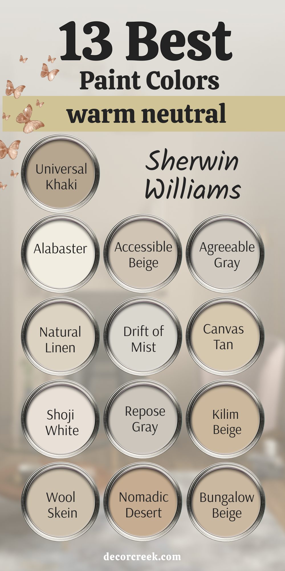 13 best warm neutral paint colors by Sherwin Williams