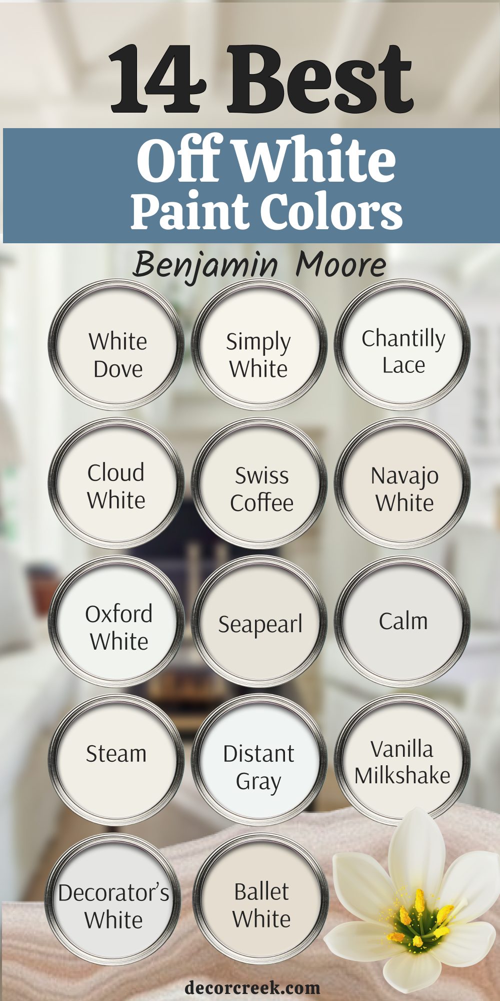 14 best off white paint colors by Benjamin Moore