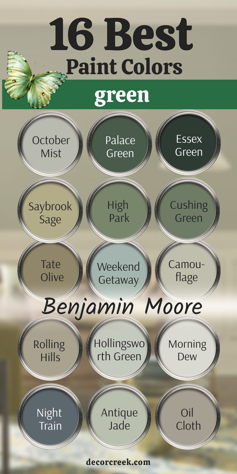 16 best green paint colors by Benjamin Moore