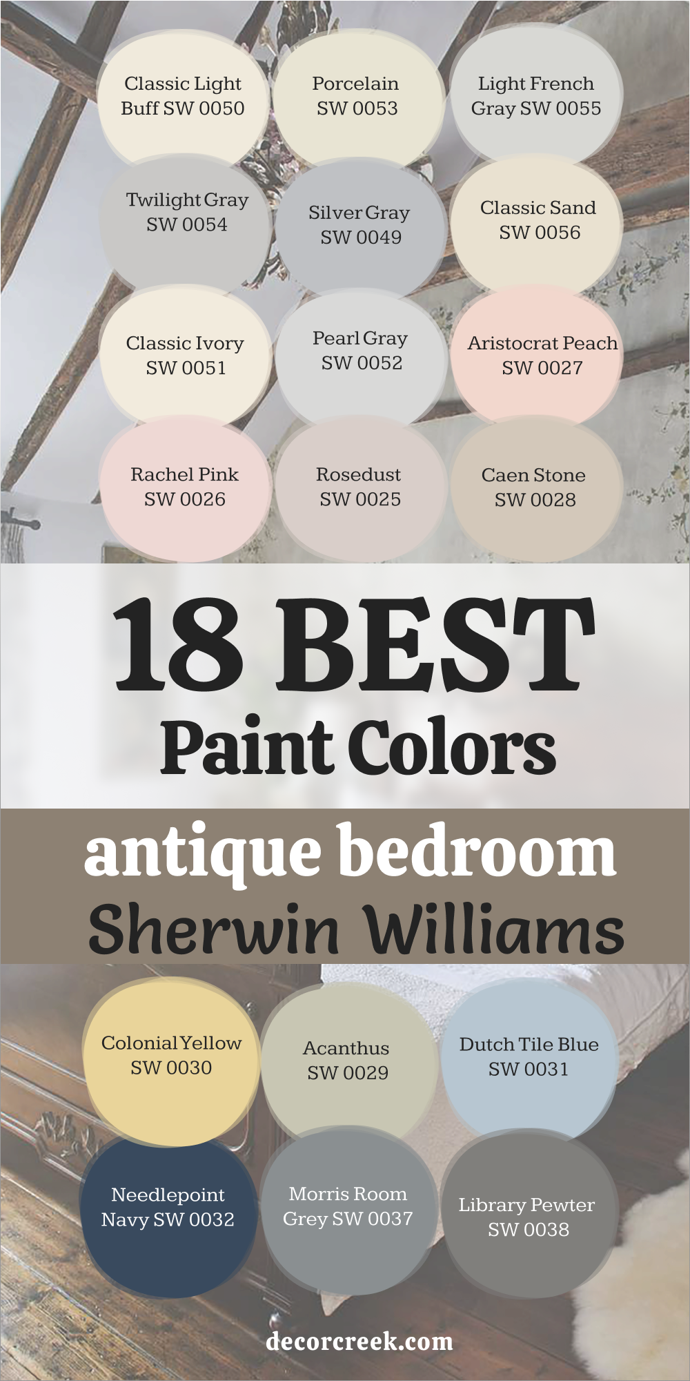 18 antique bedroom paint colors by SHerwin WIlliams