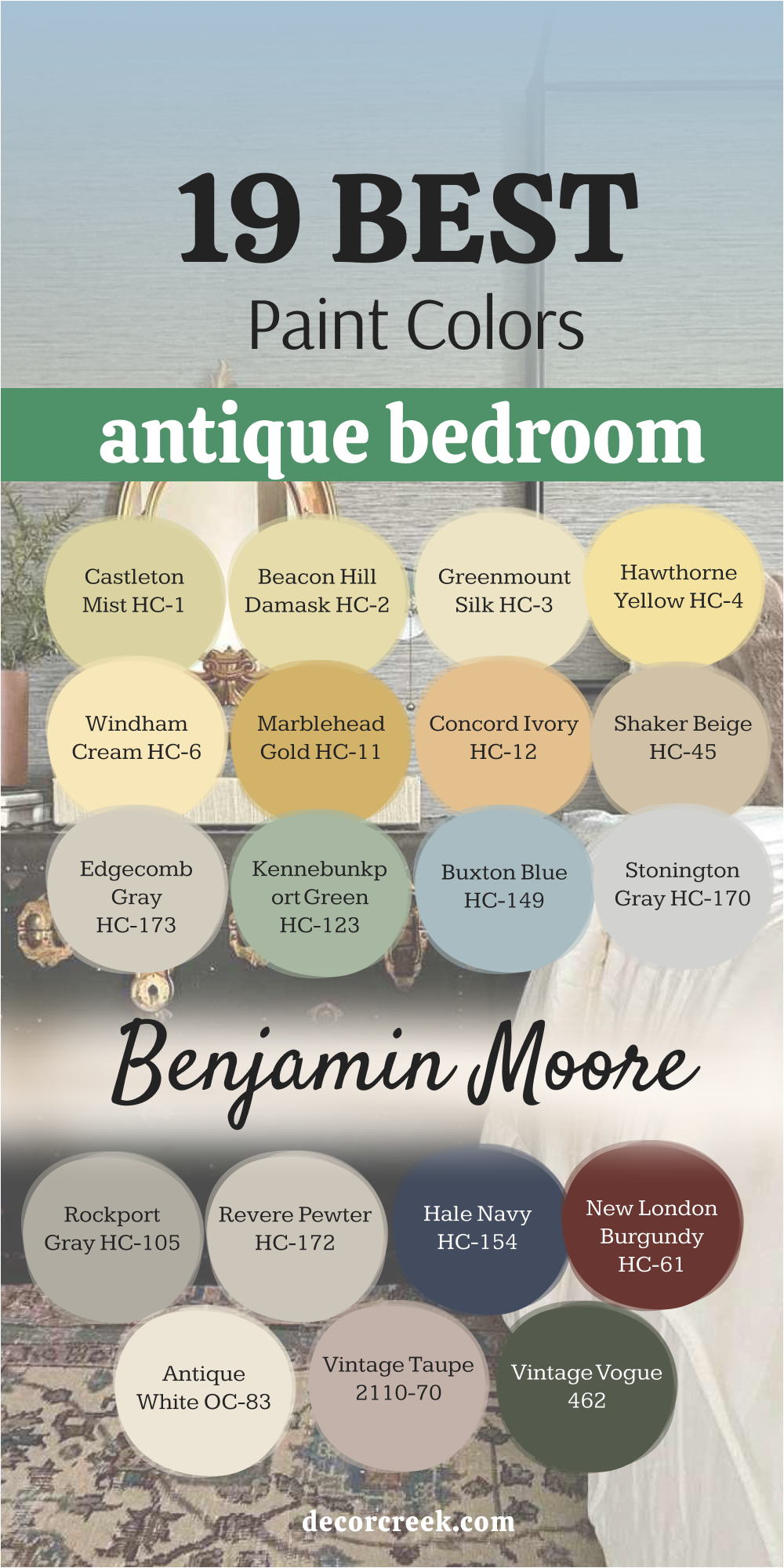19 antique bedroom paint colors by Benjamin Moore
