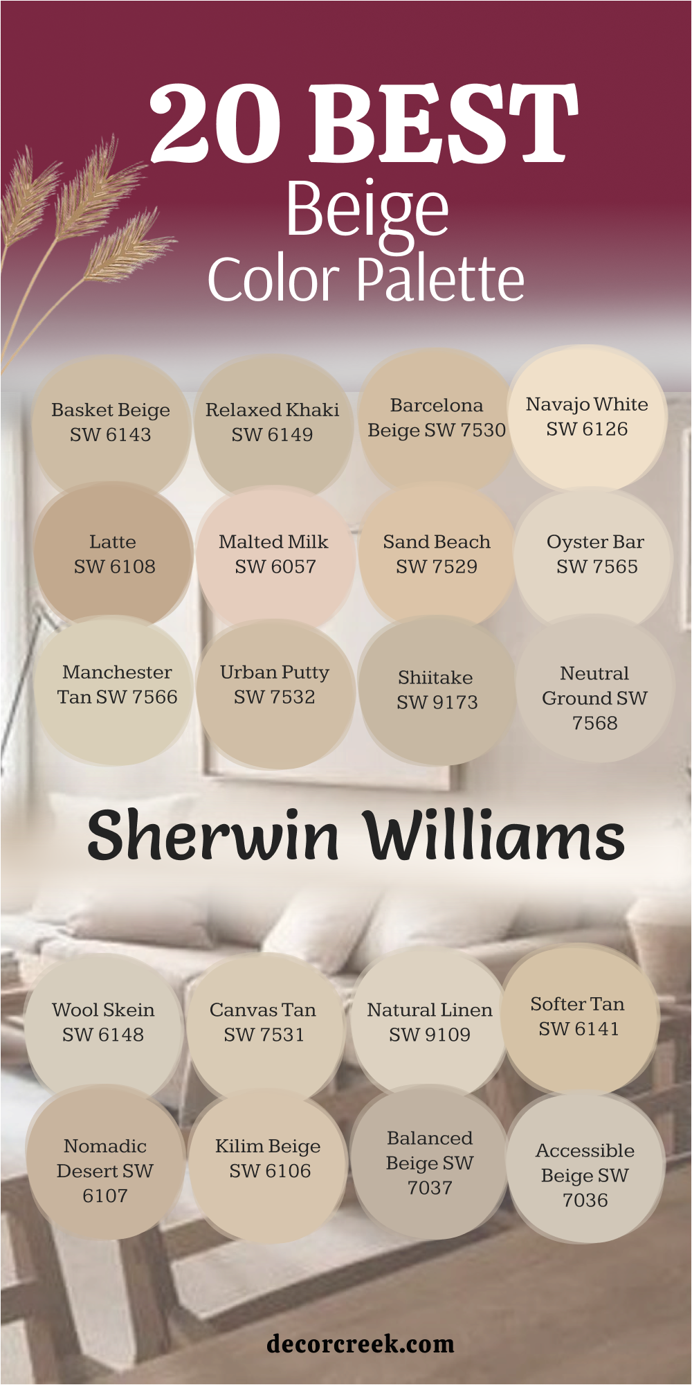 20 best beige color palette by Sherwin WIlliams