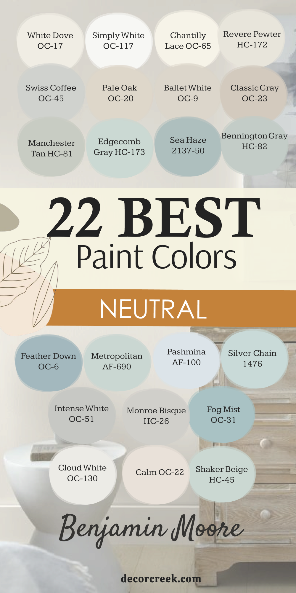 22 best neutral paint colors by Benjamin Moore