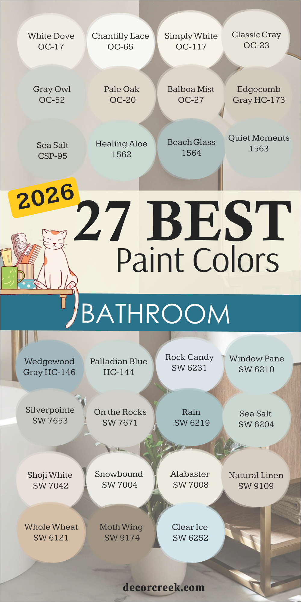27 best bathroom paint colors for 2026