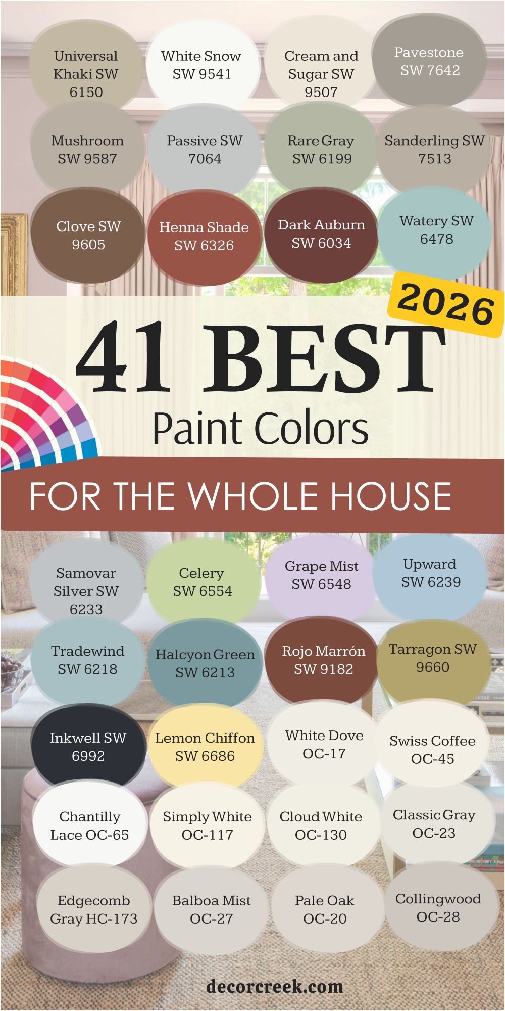 41 best paint colors for the whole house for 2026