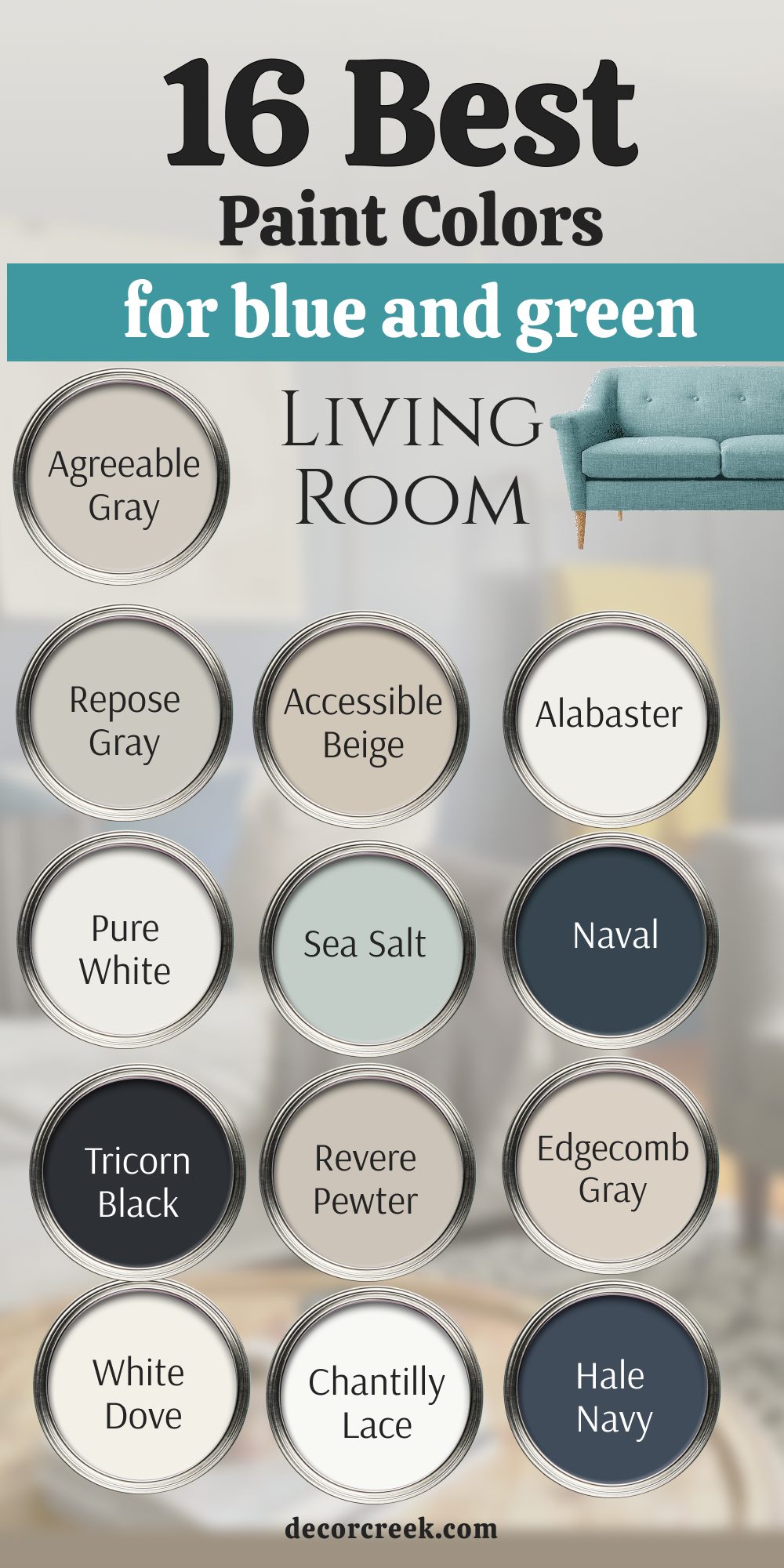16 paint colors for blue and green living room