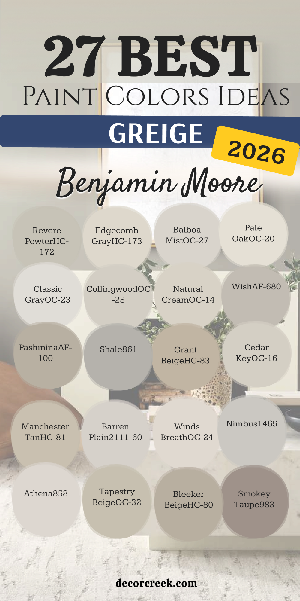 27 best greige paint colors ideas in 2026 by benjamin moore