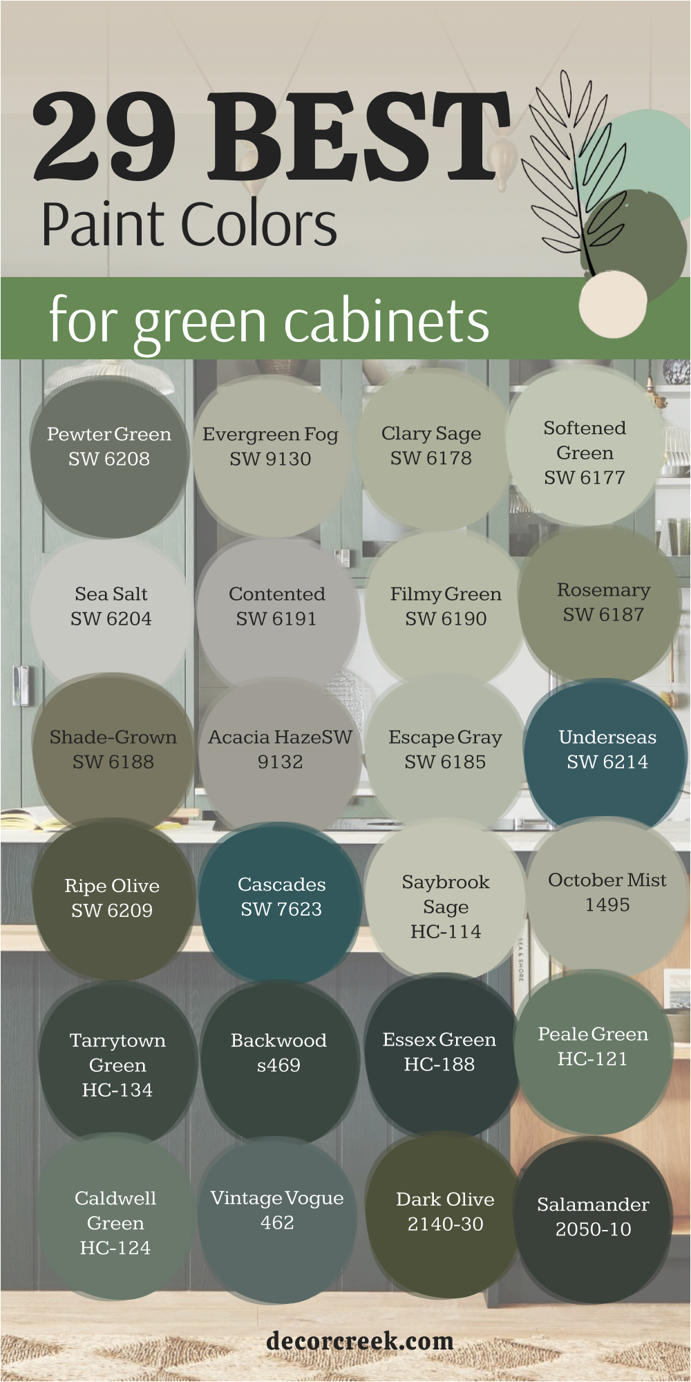 29 best paint colors for green cabinets