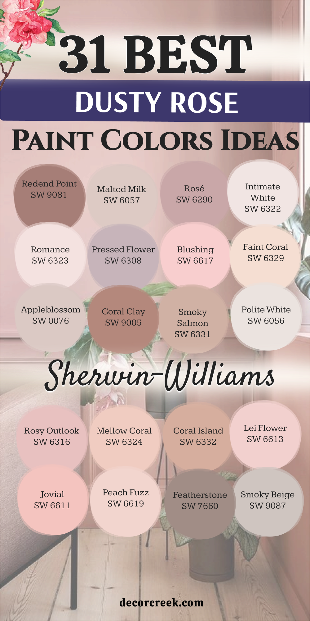 31 Dusty Rose Paint Color Ideas by Sherwin-Williams