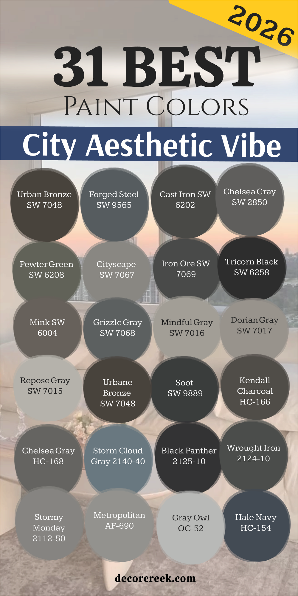 31 paint colors for the City Aesthetic in 2026