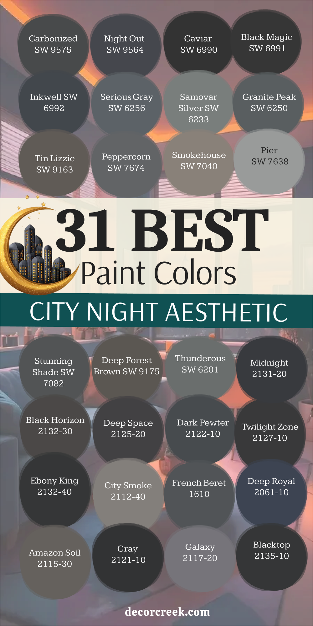 31 paint colors for the city night aesthetic