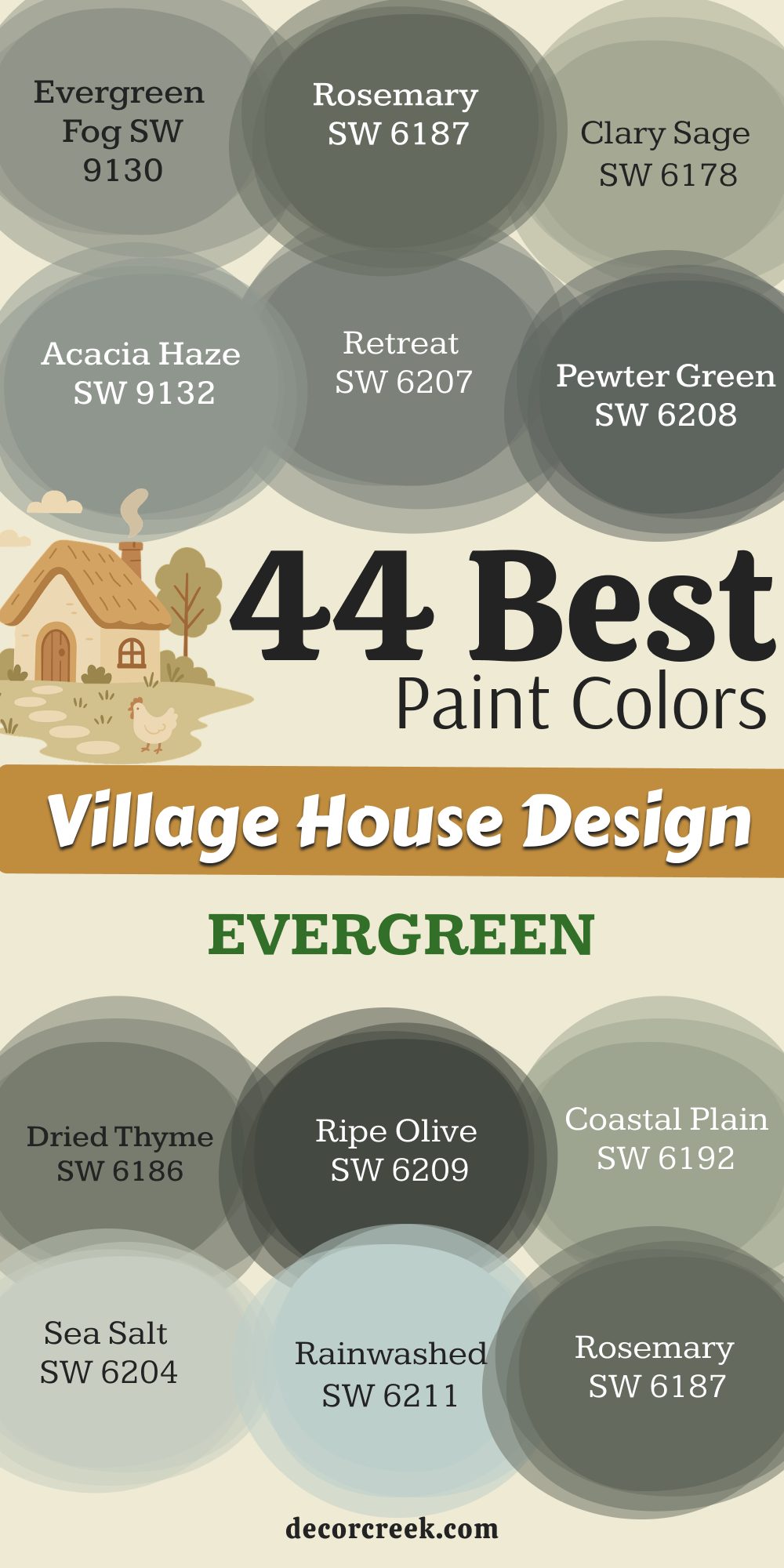 44 evergreen paint colors for the Village House Design
