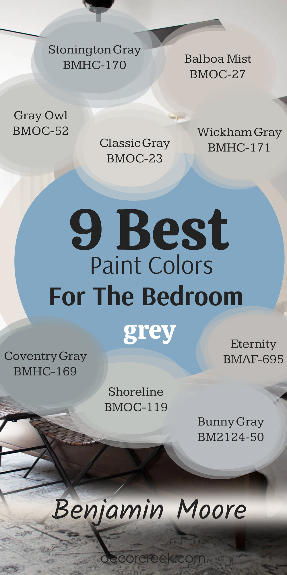 9 best Grey Paint Colors For Bedroom by benjamin moore
