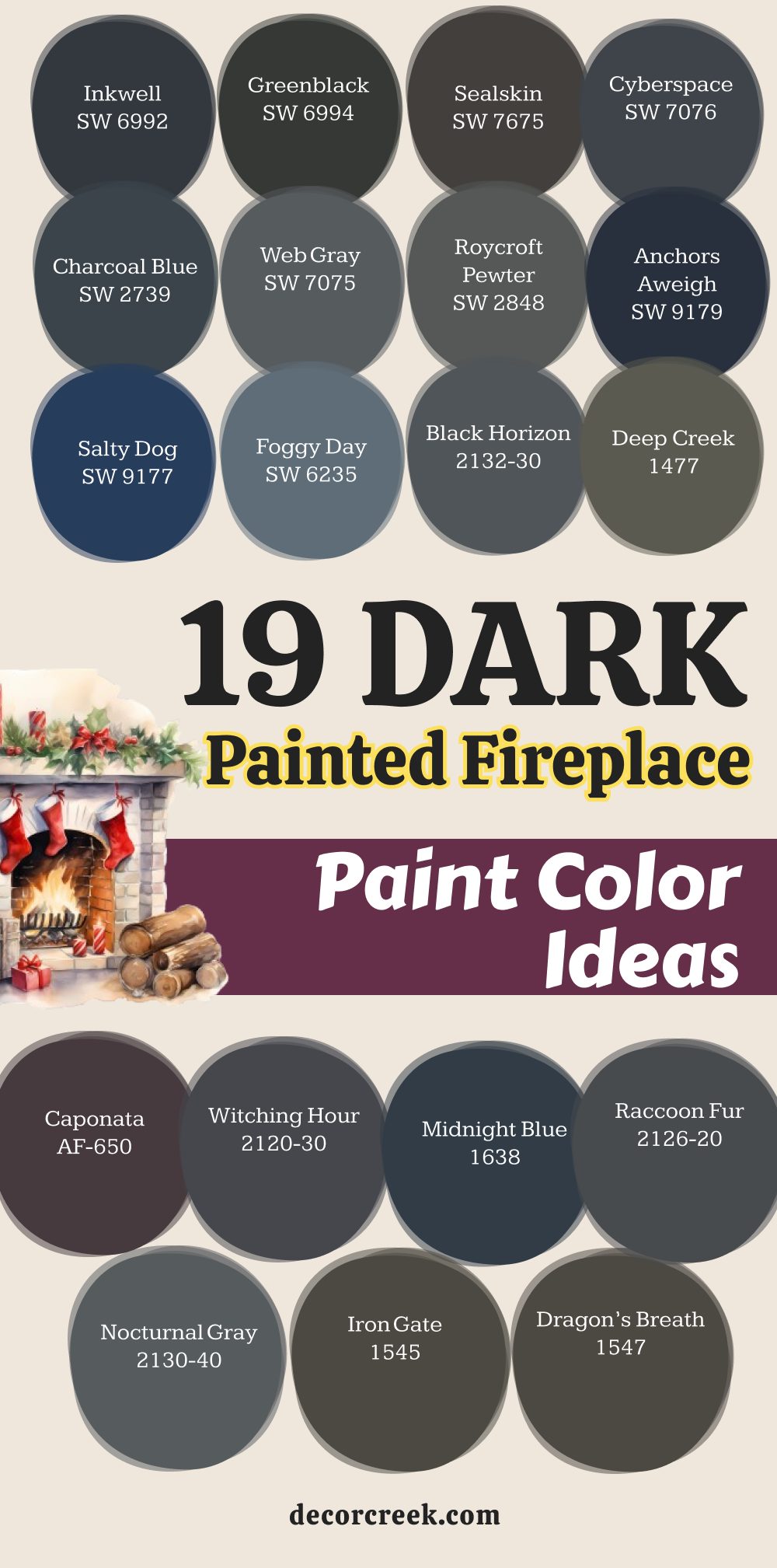 19 Dark Painted Fireplace paint color ideas