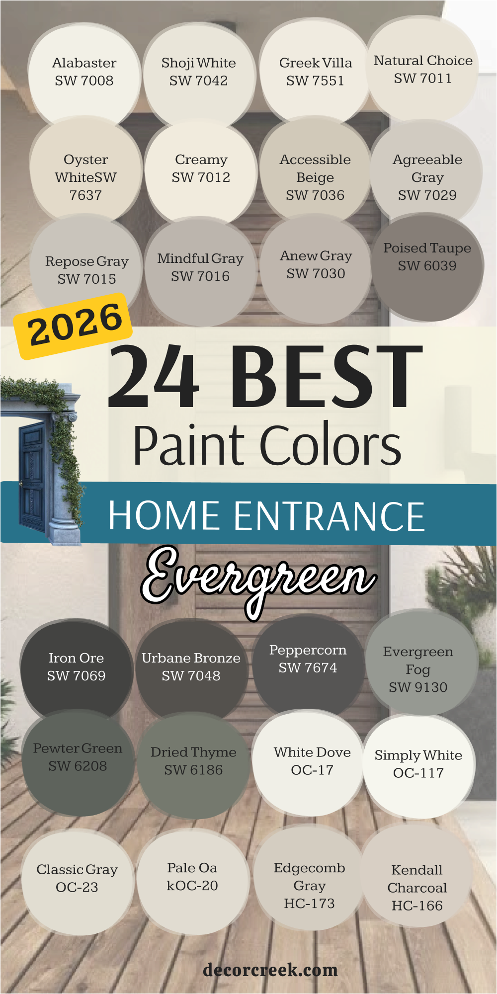 24 Evergreen Paint Colors for the Home Entrance in 2026