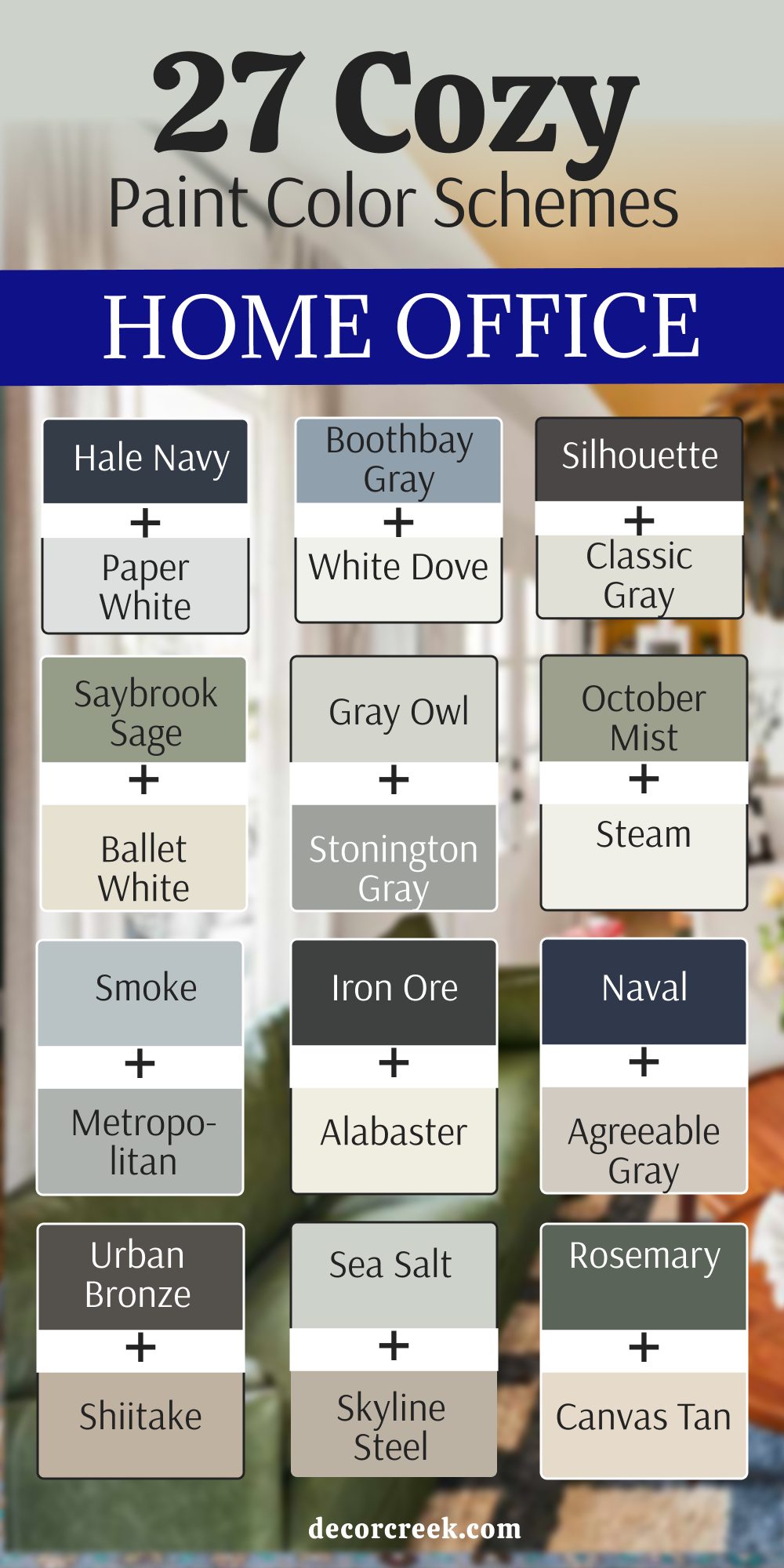 27 cozy home office paint color schemes