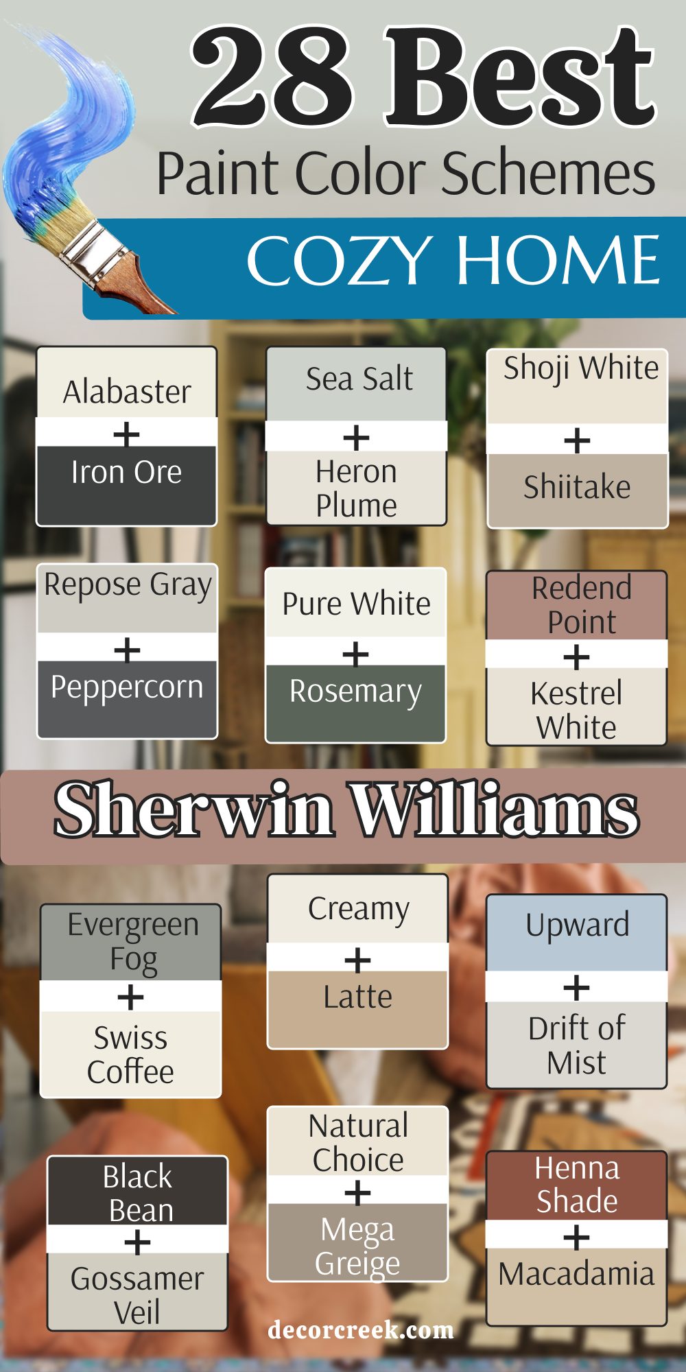 28 cozy home paint color schemes from sherwin williams