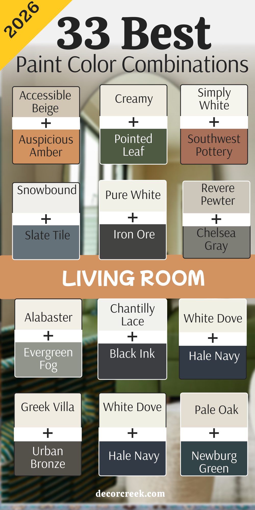 33 living room paint color combinations in 2026