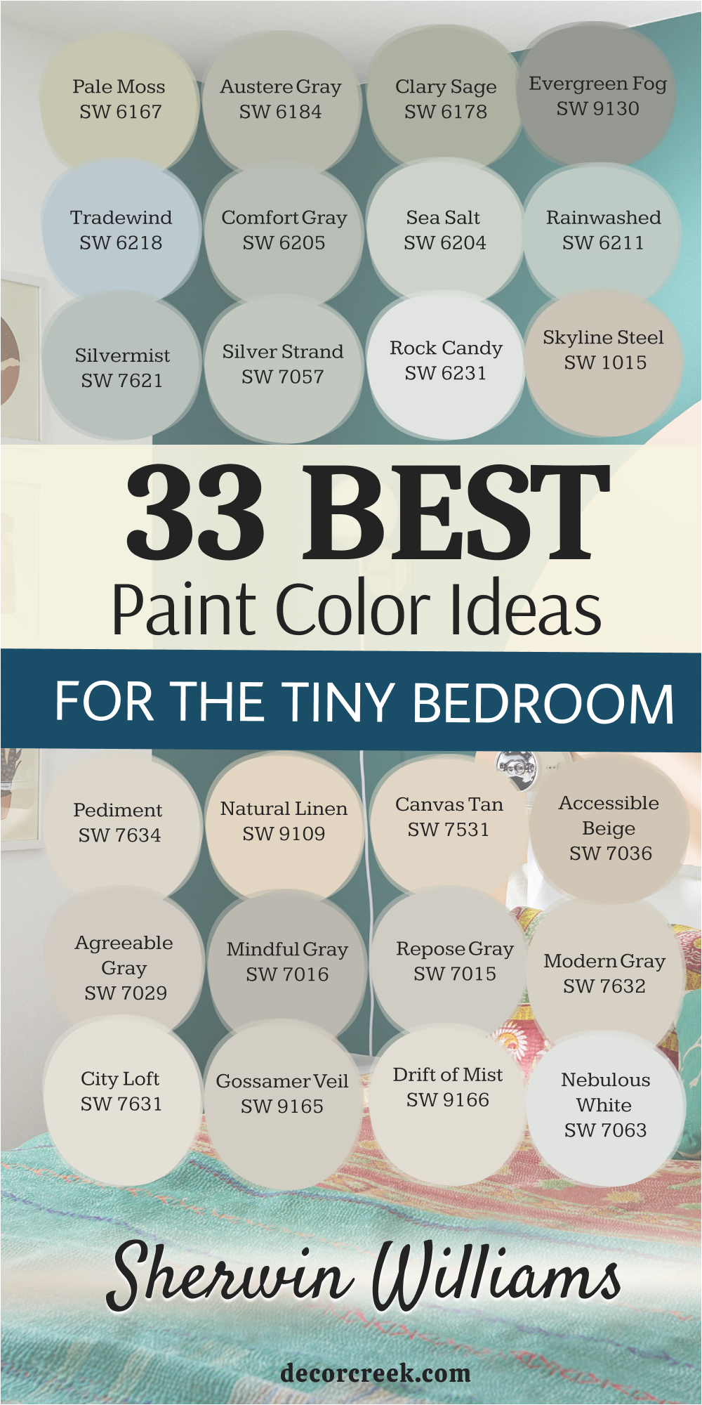 33 paint color Ideas For the tiny bedroom by sherwin williams