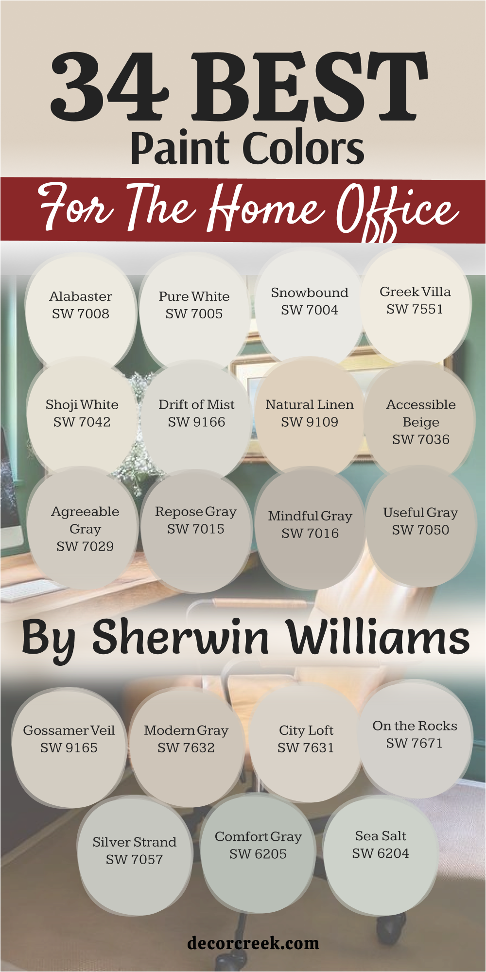 34 best paint colors for the Home office by sherwin williams