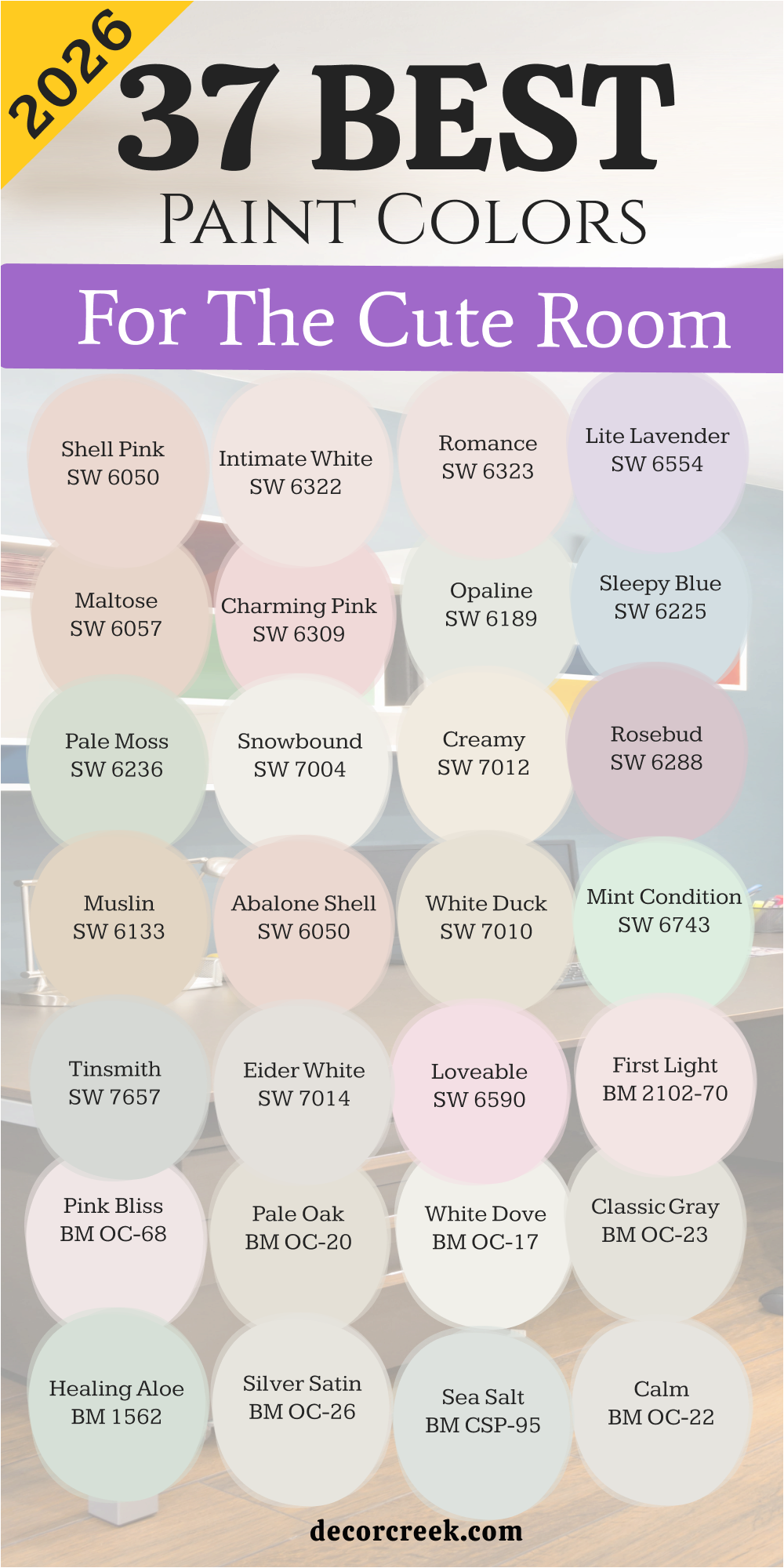 37 paint colors for the Cute room in 2026