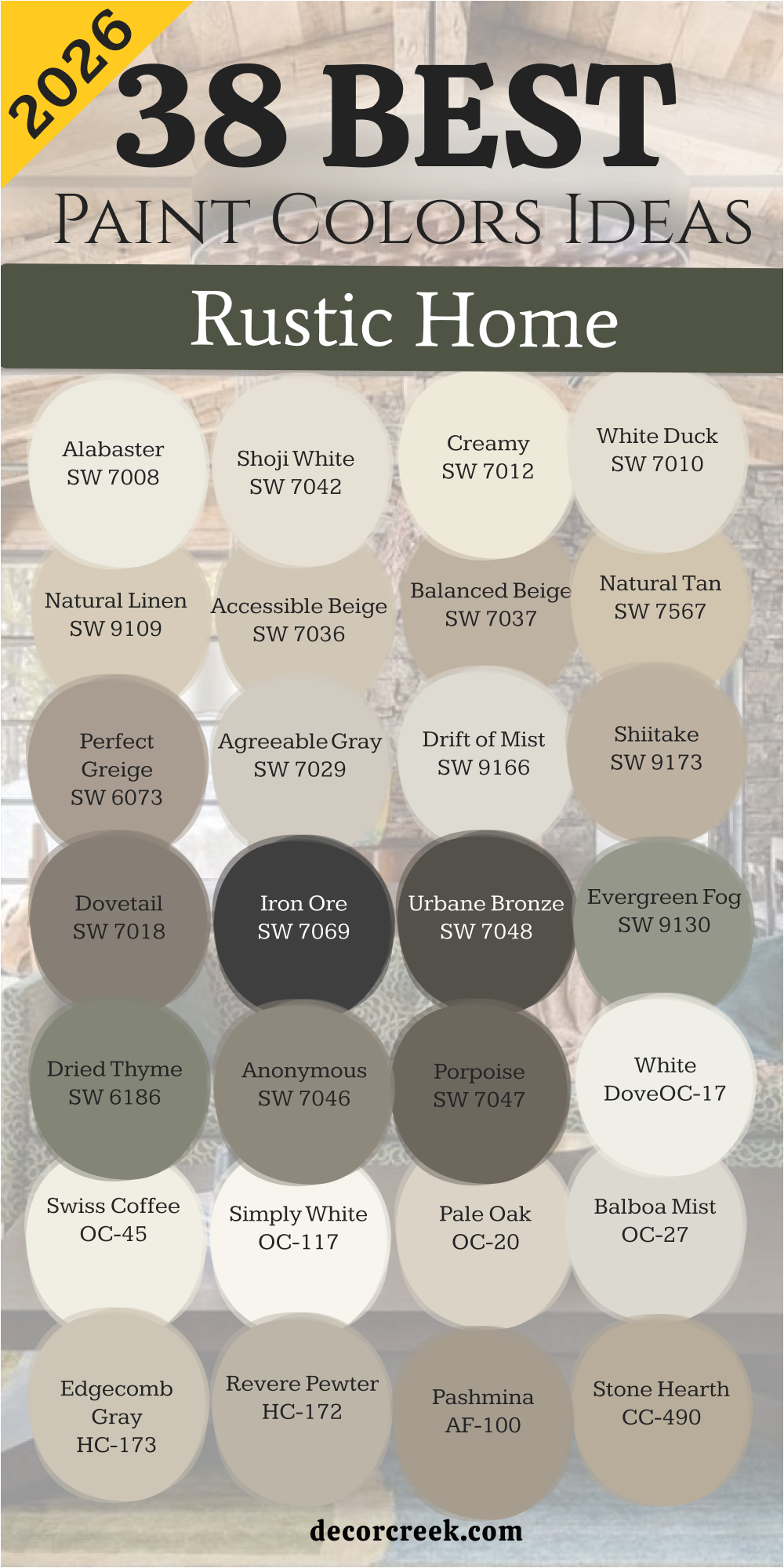 38 RUstic Home paint color ideas in 2026