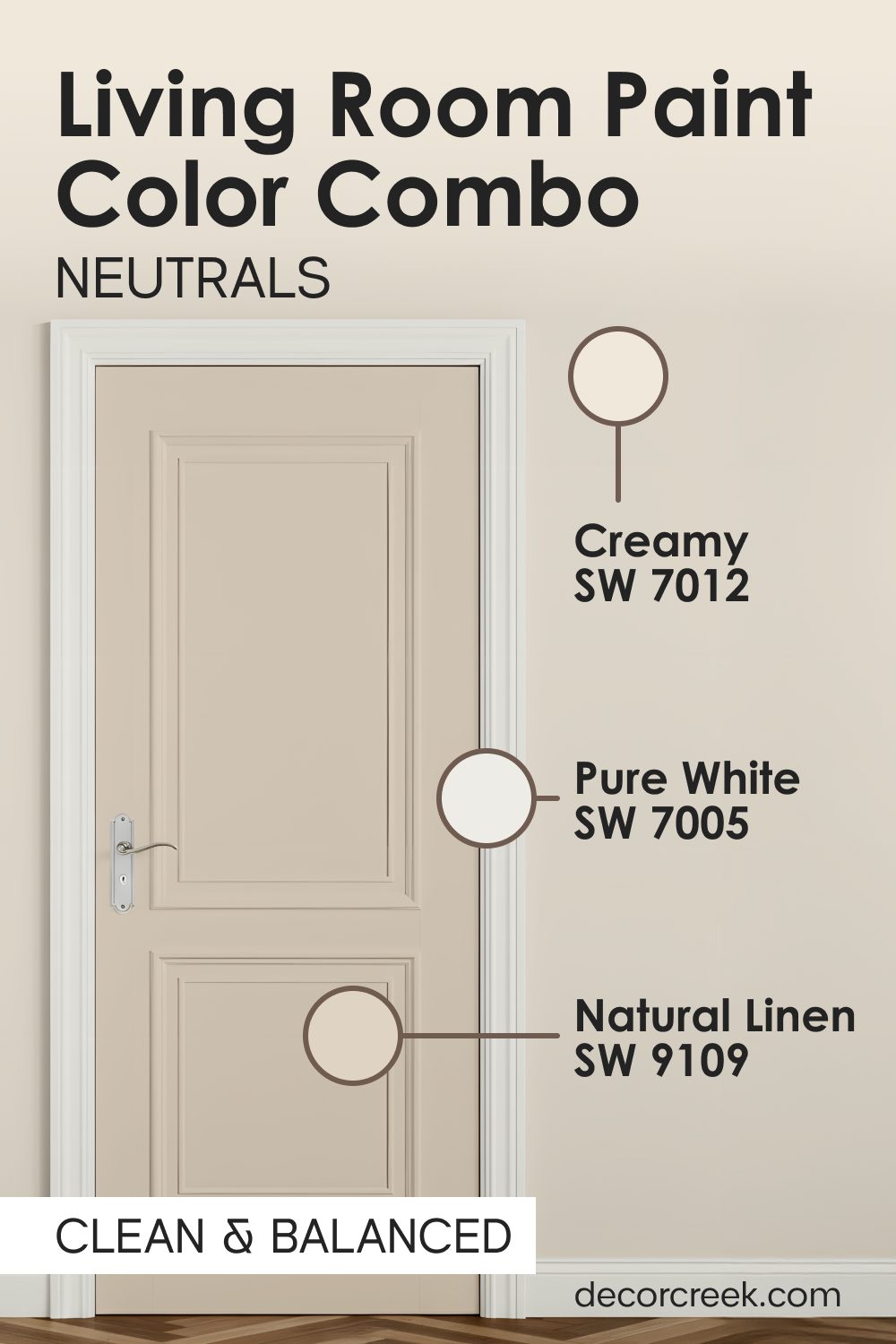 Creamy SW 7012 + Natural Linen SW 9109 + Pure White SW 7005