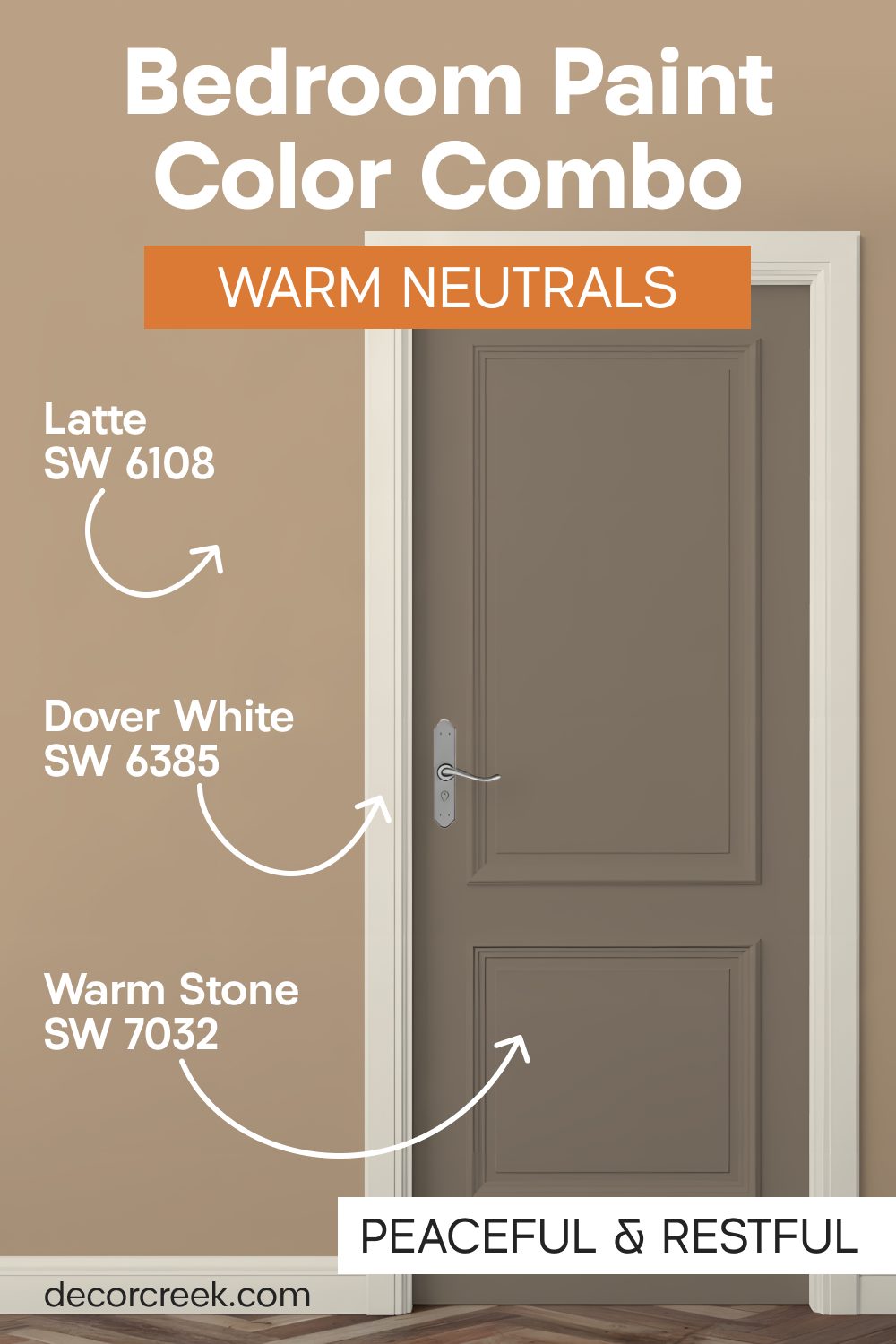Latte SW 6108 + Warm Stone SW 7032 + Dover White SW 6385