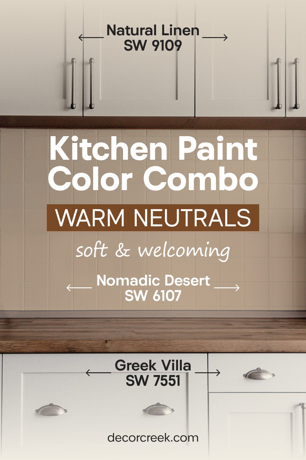Nomadic Desert SW 6107 + Natural Linen SW 9109 + Greek Villa SW 7551