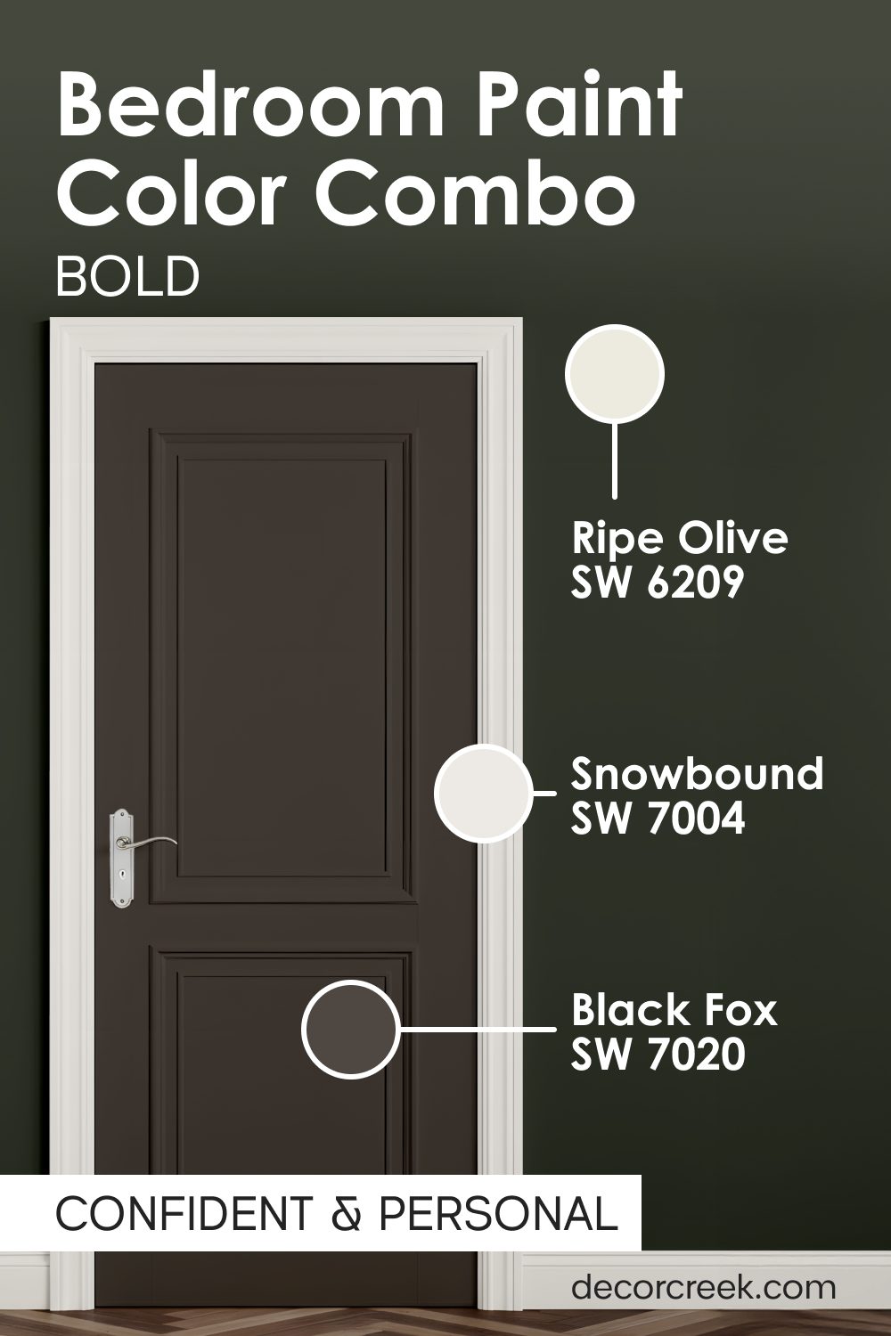 Ripe Olive SW 6209 + Black Fox SW 7020 + Snowbound SW 7004