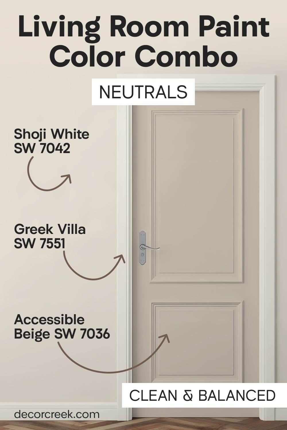Shoji White SW 7042 + Accessible Beige SW 7036 + Greek Villa SW 7551