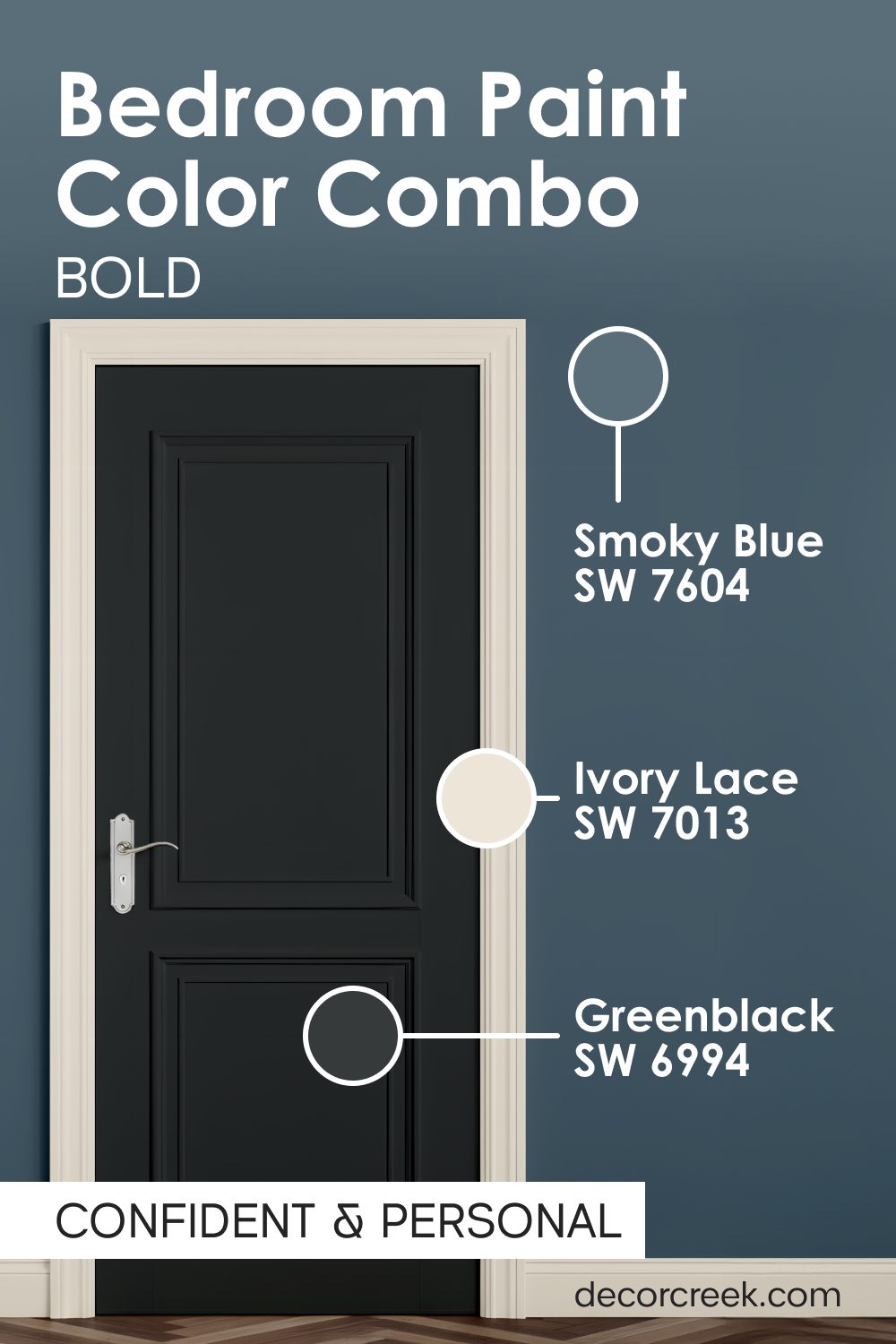 Smoky Blue SW 7604 + Greenblack SW 6994 + Ivory Lace SW 7013