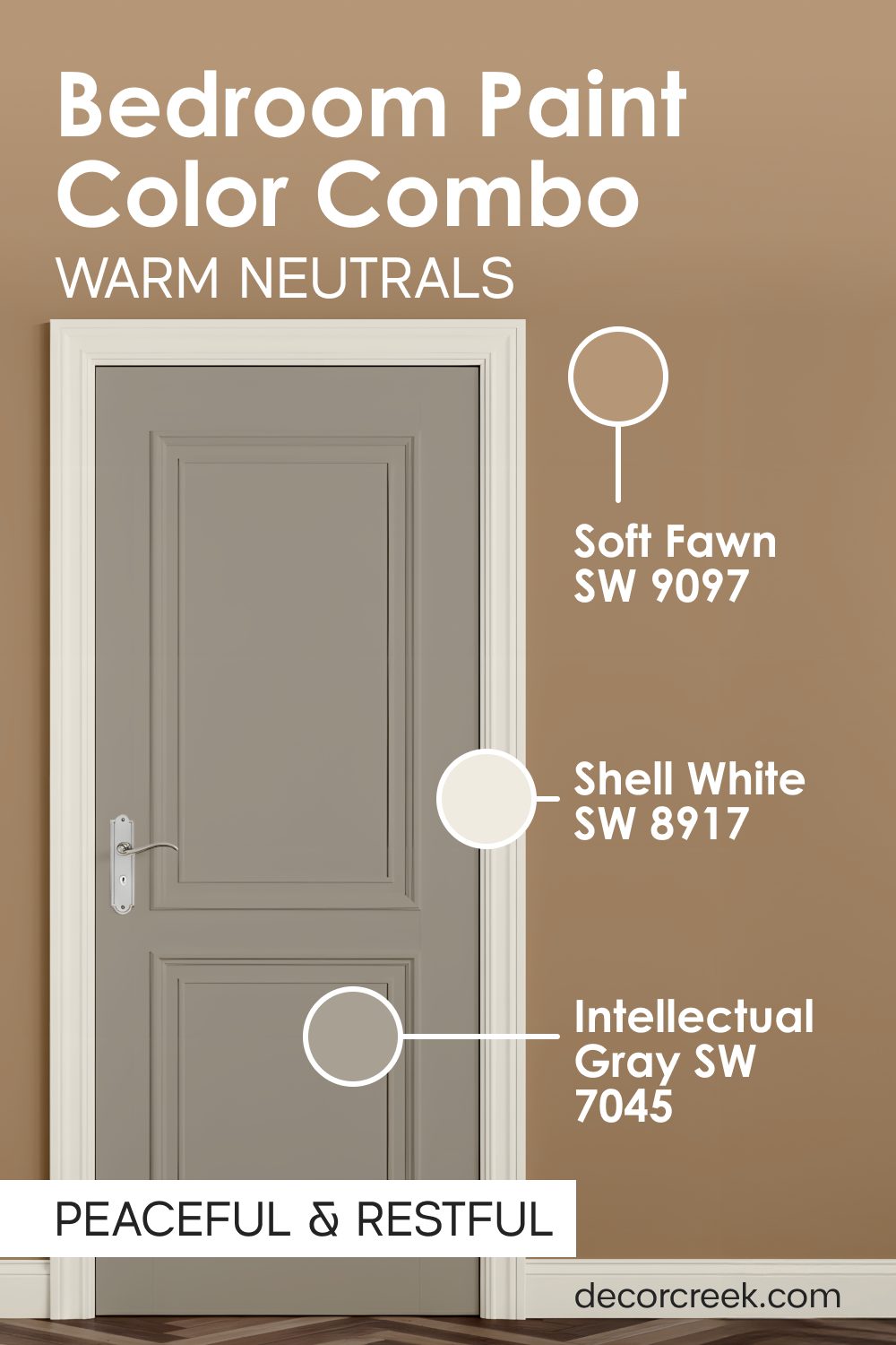 Soft Fawn SW 9097 + Intellectual Gray SW 7045 + Shell White SW 8917