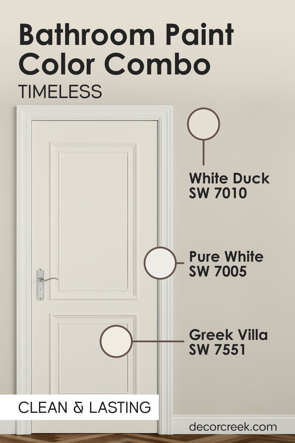 White Duck SW 7010+ Greek Villa SW 7551 + Pure White SW 7005