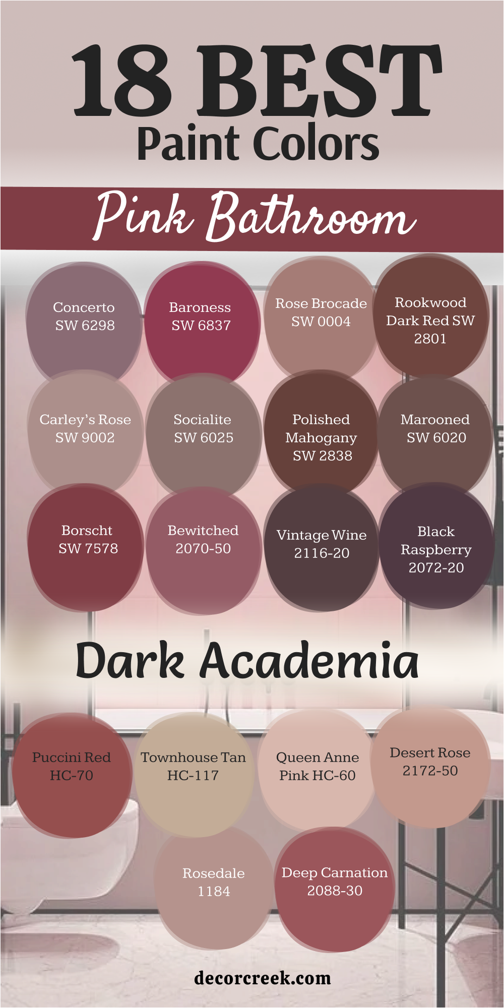 18 dark academia pink bathroom paint colors