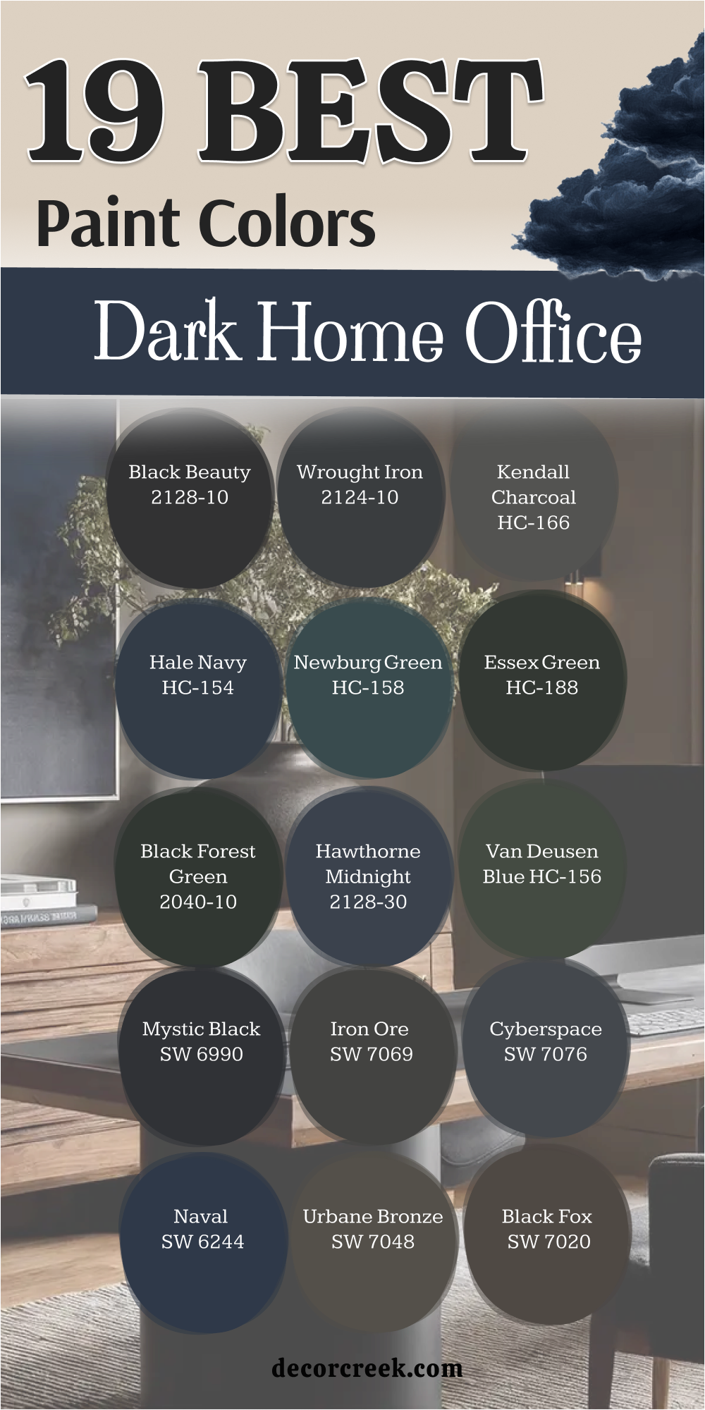 19 best dark home office paint colors