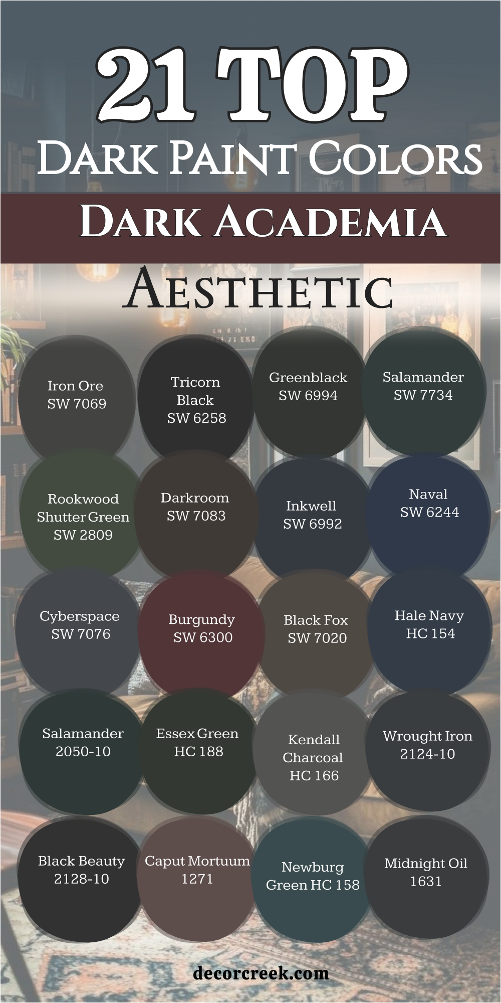 21 top dark paint colors for the dark academia aesthetic