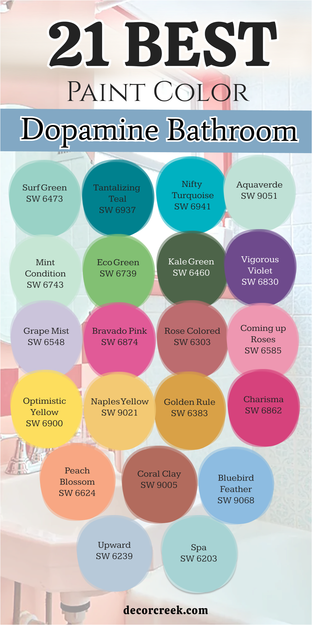 21paint colors for the dopamine bathroom