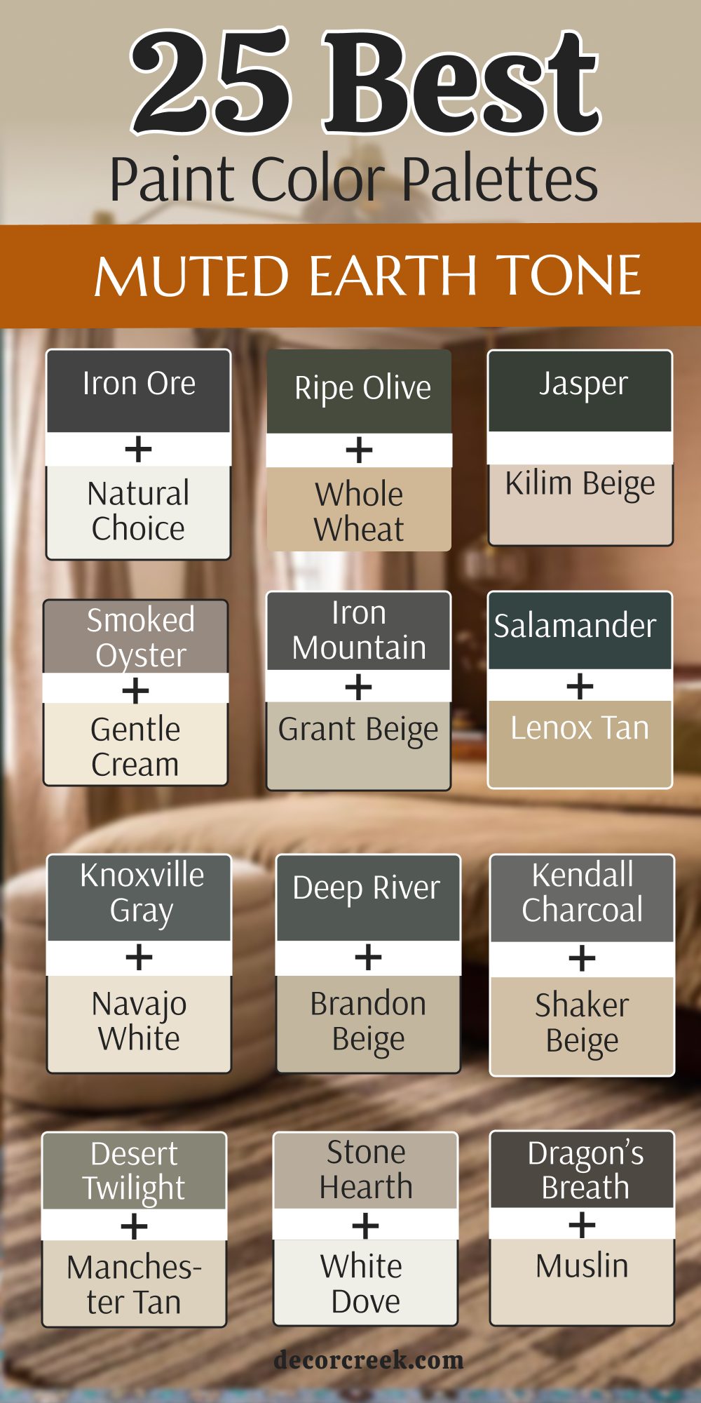 25 muted earth tone paint color palettes