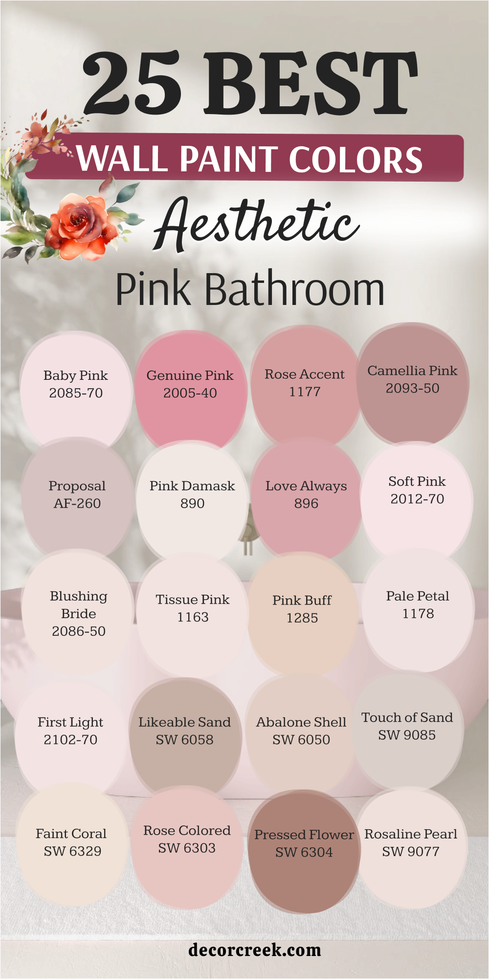 25 wall paint colors for the aesthetic pink bathroom