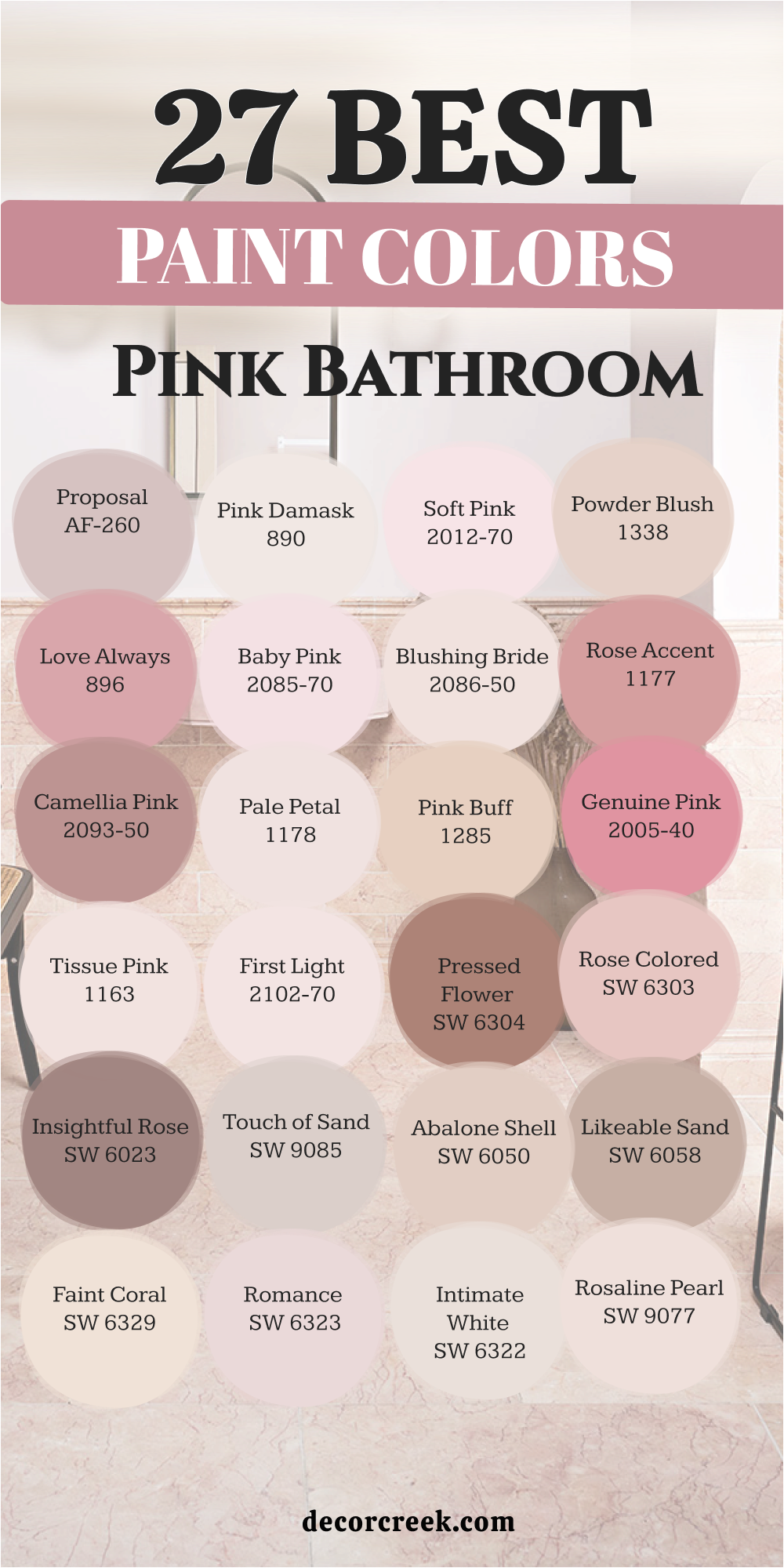 27 best paint colors for the Pink bathroom
