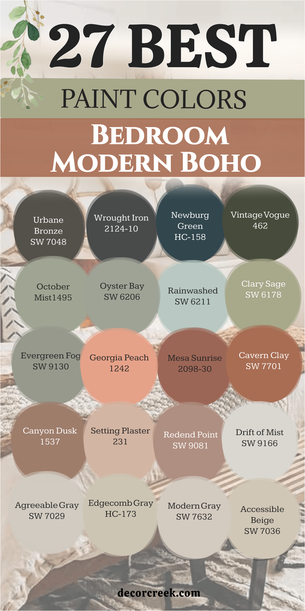 27 modern boho bedroom paint colors