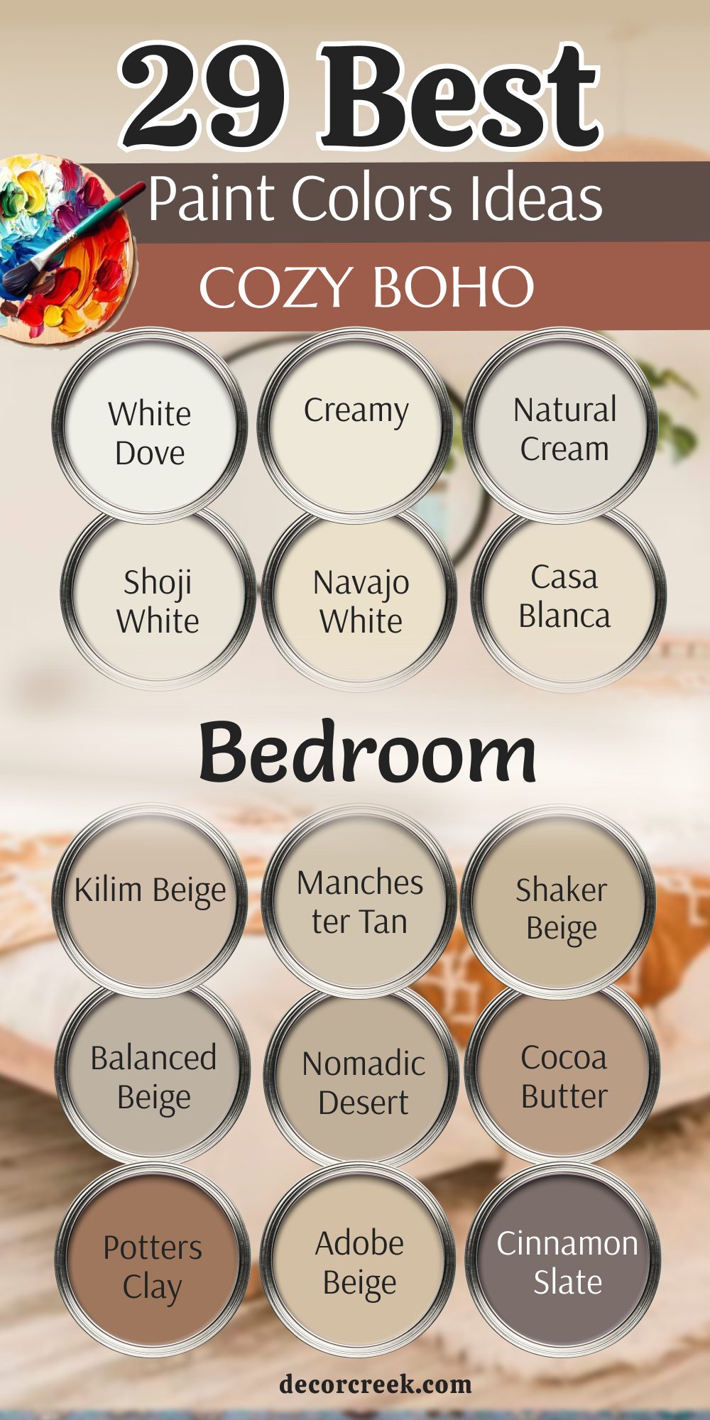29 cozy boho bedroom paint color ideas