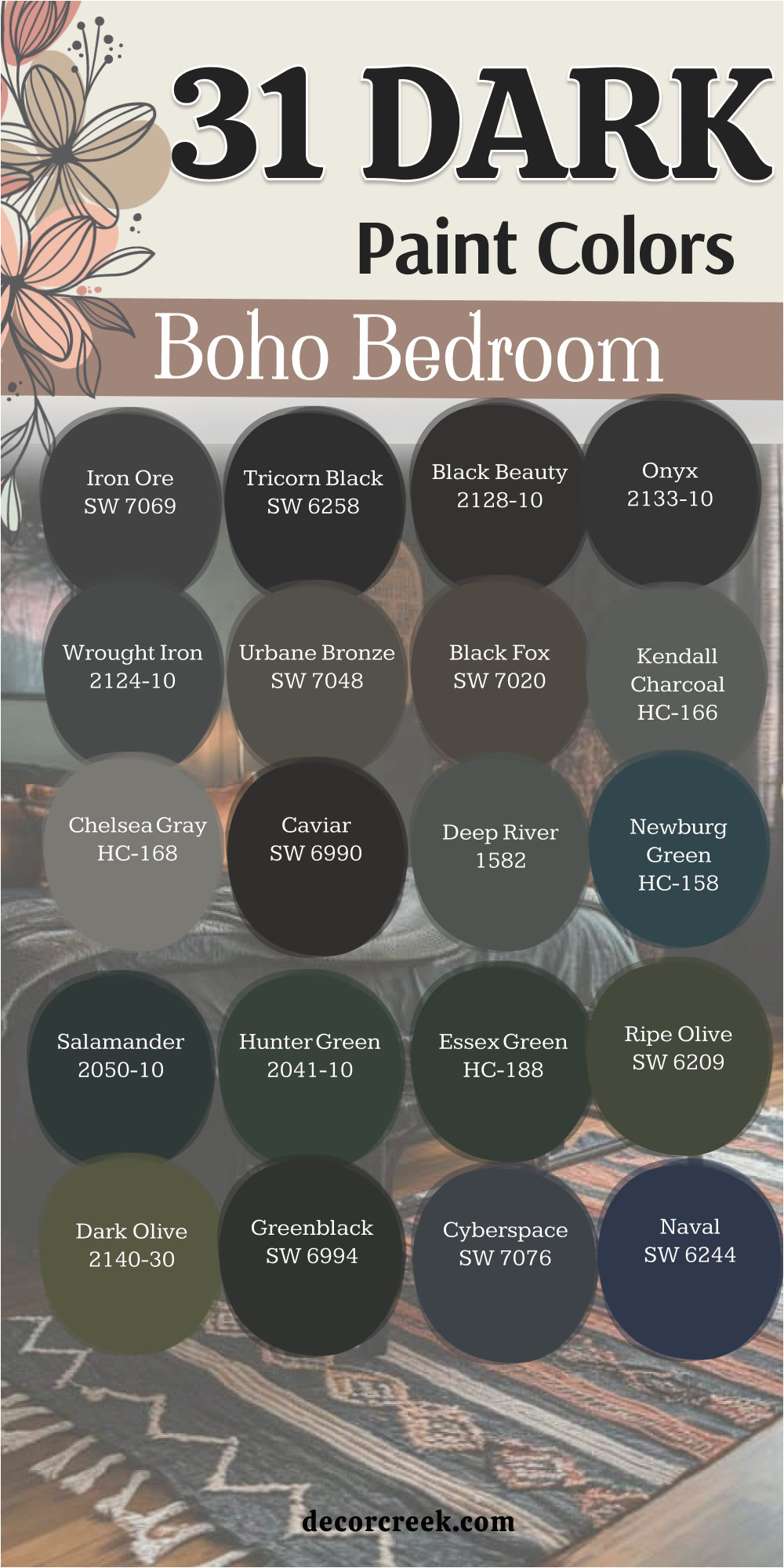 31 dark paint colors for the boho bedroom