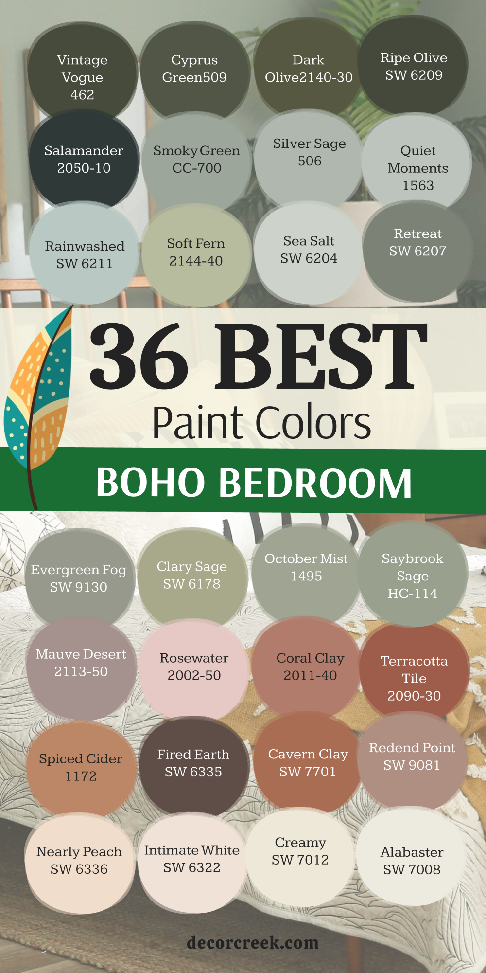 36 best paint colors for the boho bedroom