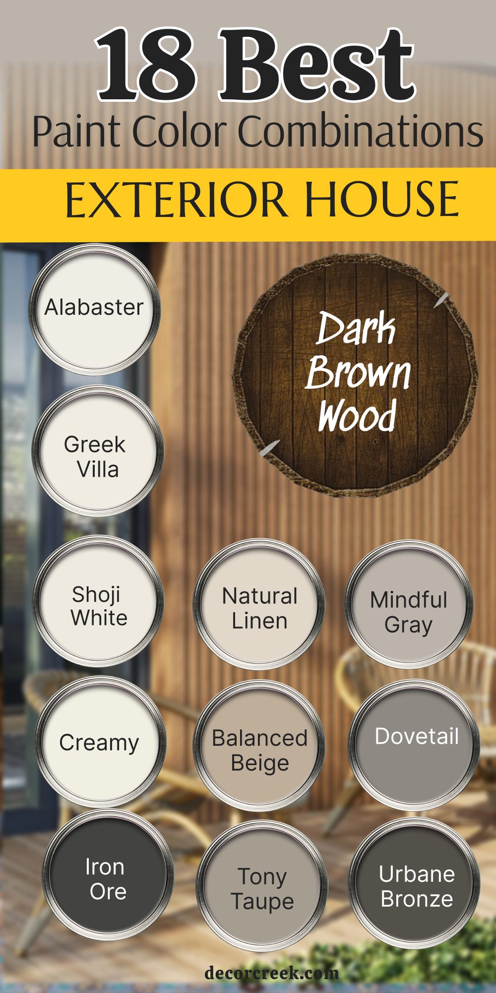 18 exterior house paint color combinations that goes with dark brown wood