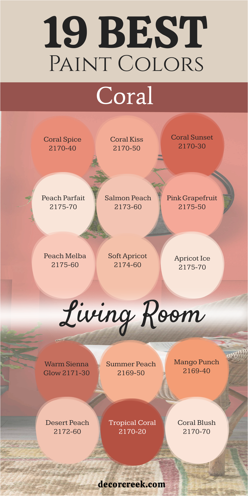 19 best coral paint colors for the living room